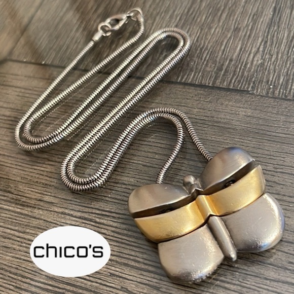 Chico’s Two-tone Butterfly Necklace - Picture 1 of 16